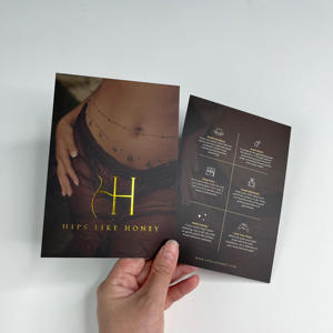 Tarjetas de Agradecimiento de Papel Marrón Oscuro de Lujo - Tarjetas de Cuidado de Joyería con Logotipo Estampado en Dorado Personalizado y Acabado Mate - Product Image 1