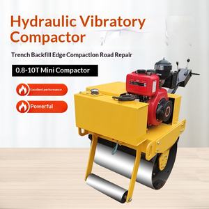 Rodillo Compactador Vibratorio de 3 Ruedas de Acero, Simple y Doble, de 1 Tonelada, con Motor, Manual, Mini Compresor, Compactador de Césped - Product Image 1