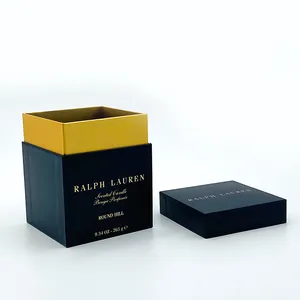 Custom Luxury Square Black Gift Paper Scent Candle Boxes Packaging Luxury Packing Candle Packaging Box For Candle Jar