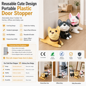 Custom Logo Cute Animal Design Reusable Door <b>Stopper</b> OEM ODM Portable Plastic Door Holder for Kids Room Bedroom - Product Image 1
