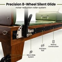 Máquina de Pilates Reformer de Madera de Nogal Natural, Combo de Media Torre, con Rieles de Longitud Completa y Resortes