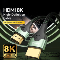 Câble HDMI 2.1 48 Gbps Ultra HD 8K60Hz 4K120Hz plaqué or, gaine en PVC, blindage tressé, garantie 12 mois pour PS5, lecteur DVD, boîtier TV