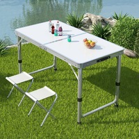 Juego de Mesa Plegable Portátil para Exteriores de Fibra de Aluminio, Altura Ajustable, con Taburetes para Eventos al Aire Libre