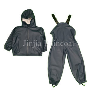Ensemble imperméable pour enfants garçons et filles, vêtements imperméables en polyuréthane, veste <span class=keywords><strong>de</strong></span> <span class=keywords><strong>pluie</strong></span> et pantalon à bretelles en PU recyclé, combinaison <span class=keywords><strong>de</strong></span> <span class=keywords><strong>pluie</strong></span> unisexe pour bébé - Product Image 3