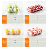 Conteneur transparent en PET pour pommes avec couvercle articulé à compartiments moulés pour 8 pommes fraîches, emballage jetable de qualité alimentaire, vente en gros et au détail