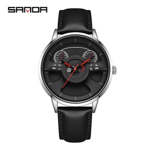 Reloj de Pulsera de Cuarzo Sanda 1138 para Hombre, Diseño Creativo con Esfera Hueca 3D en Forma de Volante, Resistente al Agua, Estilo Ejecutivo - Product Image 1