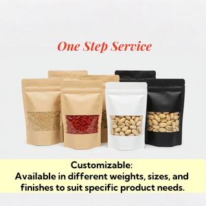 可定制立式牛皮纸袋，带透明窗口拉链，用于食品面粉坚果米茶香料批发制造商 - Product Image 2