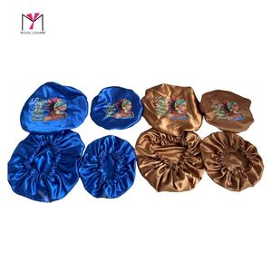 Leaf & Kachi Satin <b>Bonnet</b> Blue And Brown Character Print For Women 54-56cm Head Circumference Fashion Style - Product Image 3