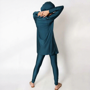 Hot Custom Moslim Vrouwen Burkini 3 Stuks Set Moslim Dames Badkleding Effen Kleur Bescheiden Badpakken <span class=keywords><strong>Islamic</strong></span> Vrouwen - Product Image 4