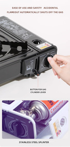 Réchaud à gaz portable pour le camping en plein air, à allumage automatique, structure en fer fendu, <span class=keywords><strong>propane</strong></span> butane, avec étui de transport - Product Image 5
