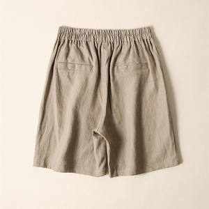 Pantaloncini da ragazza in <span class=keywords><strong>lino</strong></span> di <span class=keywords><strong>lino</strong></span> in cotone traspirante pantaloni per il tempo libero da <span class=keywords><strong>donna</strong></span> con bottone in tinta unita in vita con Logo Hot <span class=keywords><strong>Shorts</strong></span> a tubo dritto - Product Image 5