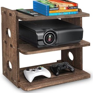 Wooden wall-mounted projector <b>shelf</b> with three <b>shelves</b>, router and speaker storage rack, living room optical modem <b>box</b> mounting - Product Image 1
