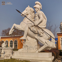 Statue de Saint George à cheval en marbre blanc TREVI, sculpture extérieure de 3 m de hauteur, décoration d'entrée
