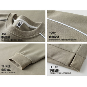 Sweat-shirt côtelé épais à col rond, manches longues, en coton, vêtement de travail avec impression de logo pour usage quotidien - Product Image 2