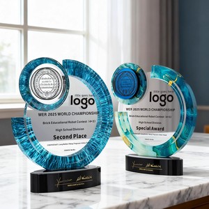 Trophée de <span class=keywords><strong>golf</strong></span> en cristal K9 personnalisé en gros avec base, grand trophée en cristal rond gravé au laser 3D pour les cadeaux de salon professionnel - Product Image 2