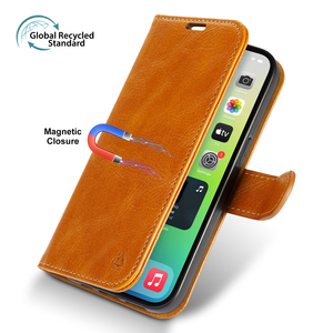 Étui de téléphone portable en cuir PU magnétique de luxe, conforme à la norme mondiale de recyclage, pour <span class=keywords><strong>iPhone</strong></span> 17 16 15 Pro Max, personnalisable - Product Image 3