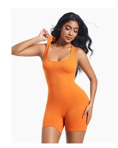 Европейско-американский формирующий комбинезон для йоги с утягивающим эффектом, цельный, с высокой талией, длиной до колена, из нейлона и спандекса, мягкий, дышащий - Product Image 5