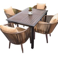 Ensemble de salle à manger d'extérieur moderne de grande capacité, 9 pièces, table et chaises, résistant aux intempéries, meubles de jardin pour villa, pour 8 personnes
