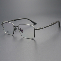 H2414 Lunettes de vue pleine monture en titane pur et corne de buffle, double matériau, style tendance 2026, best-seller
