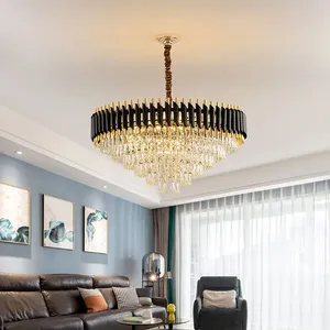 Modern Stair <b>Ceiling</b> <b>Crystal</b> Chandelier <b>Lighting</b> <b>Led</b> Hanging Dinning Living Room Gold Black Lustre Suspension Luminaire - Product Image 4