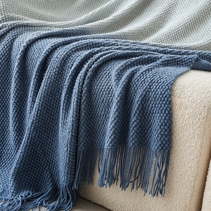 FF6263 Plaid tricoté <span class=keywords><strong>dégradé</strong></span> pour la décoration intérieure avec franges à pompons, couverture douillette tissée style bohème pour canapé et lit - Product Image 2