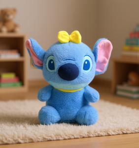 Peluche Disney Stitch 25 cm, jouet en peluche doux pour enfants, cadeau unisexe bleu avec nœud jaune - Product Image 2