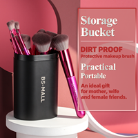 Ensemble de 14 pinceaux de maquillage professionnels BS-MALL, étiquette privée OEM, vegan, manche en bois rouge, pinceaux vegan, cosmétiques avec étui