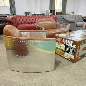 Migliore qualità moderna stile aviatore vera pelle divano Set per la casa Hotel Bar Villa industriale soggiorno pieno di spugna - Product Image 4