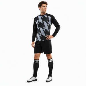 Set Personalizzato di Maglie da <span class=keywords><strong>Calcio</strong></span> Sublimate a Maniche Lunghe, Kit Uniforme da <span class=keywords><strong>Calcio</strong></span> Traspirante ad Asciugatura Rapida in Poliestere con Pantaloncini e Calzini - Product Image 1