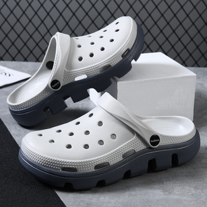Summer Platform <b>Clogs</b> Solid Color 5cm Heel Breathable Non Slip Outdoor Sandals For Men Women Size 35 To 45 - Product Image 2