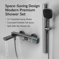 Nouveau Ensemble de douche 2026 à conception corps divisé, avec affichage numérique thermostatique, robinet de baignoire pliable, douchette à main en céramique souple, pour usage hôtelier