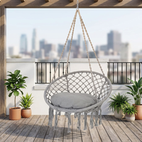 Fauteuil suspendu en macramé fait main, hamac en corde de coton avec kit de fixation pour utilisation en extérieur dans les parcs