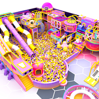 Aoleao Parque Infantil Interior Personalizado con Diseño de Galaxia Neón, Piscina de Pelotas, Tobogán y Zona de Escalada para Niños, Juego Suave con Certificación CE TUV