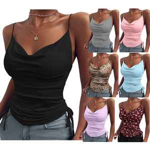 <span class=keywords><strong>Top</strong></span> de <span class=keywords><strong>tirantes</strong></span> sexy con cuello en V profundo y cordón, ajustado, sin espalda, estampado, de color liso, a la moda, para mujer, ideal para el verano. - Product Image 6