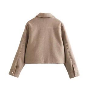 Veste Blouson Femme Automne Hiver Écologique Manches Longues Col Revers Fermeture Boutons Séchage Rapide Coupe Ample Poches OEM - Product Image 3