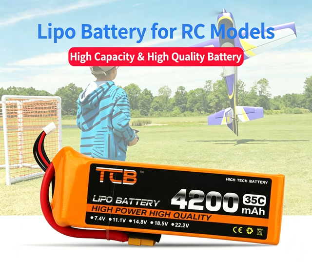 TCB 4200mAh LiPo Battery 2S 3S 4S 5S 6S 7S 7.4V-25.9V 25C-100C High Rate Lithium Battery for RC Crawler Drone RC Model Vehicles