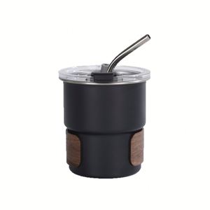 Simple Rolled Edge 304 Stainless Steel Coffee Cup Walnut Wood Anti-Slip Insulating <b>Step</b> Cup Outdoor Portable Travel Cup - Product Image 6