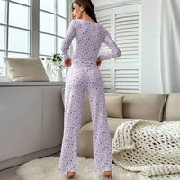 2025 nouvelle tendance en gros impression fleurs automne Homewear Sexy décontracté mode à manches longues pantalons longs pyjama ensemble pour les femmes