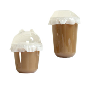 Custom Logo 90-Caliber Disposable PET <b>Plastic</b> Coffee <b>Cups</b> Clear U-Shaped Cold <b>Drink</b> <b>Cups</b> Takeout <b>Cups</b> with Lids - Product Image 1