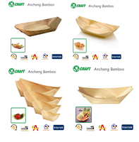 Ensemble de vaisselle de bateau en bois paquet personnalisé bateau biodégradable en forme de hot-dog de conteneur de sushi