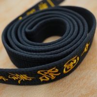 Ceinture de Taekwondo noire pour arts martiaux, légère, durable, broderie, logo personnalisé, ceintures à rayures de luxe pour l'entraînement