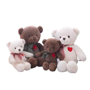 Free Shipping New Valentine Gift Teddy Bear With Red Heart Plush Toy Christmas Birthday Gifts