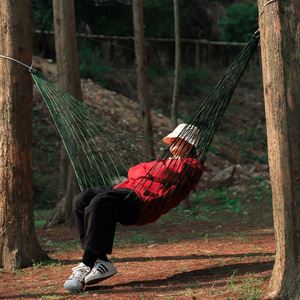 Outdoor 10-strand thick nylon rope <b>hammock</b> indoor mesh <b>hammock</b> portable simple <b>hammock</b> swing hanging chair - Product Image 1