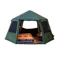 Tente de camping hexagonale gonflable automatique portable 2025, imperméable et résistante aux UV, auvent pare-soleil pour 3 à 5 personnes