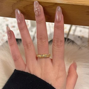 Anello Vintage Francese con Motivo a Grano Intrecciato, Placcato Oro con Zirconi Cubici per Fidanzamento e Matrimonio - Product Image 3