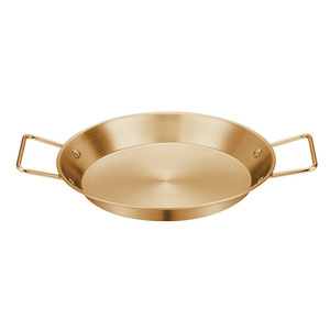 High Quality 20cm Home Use Small <strong>Paella</strong> <strong>Pan</strong> Stainless Steel Flat <strong>Pan</strong> with Red Double Handle Cookware Set Made of Metal - Product Image 4