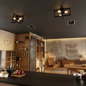 Lampada da Soffitto a 3 Luci in Metallo Geometrico, Design Moderno, Facile Installazione - Product Image 3