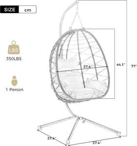 Sân vườn ngoài trời đồ nội thất treo Patio đu ghế ban công Swing Treo Giỏ ghế đu cánh tay ghế - Product Image 2