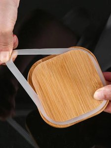 <span class=keywords><strong>Set</strong></span> di contenitori per cucina in vetro 3Pc chiaro a tenuta stagna di vetro quadrato con coperchio di bambù con cucchiai di bambù per chicchi di caffè - Product Image 6