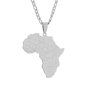 Collares de Joyería de Moda con <span class=keywords><strong>Mapa</strong></span> Nacional del <span class=keywords><strong>Continente</strong></span> Africano y Banderas, de Acero Inoxidable Impermeable, Venta al por Mayor para Mujeres y Hombres - Product Image 4